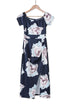 Print Off Shoulder Slit Bodycon Midi Dress